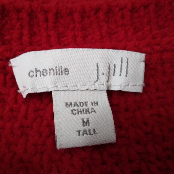 J Jill | Chenille Cable Knit Sweater Red Tall | Size M Tall - Picture 5 of 7